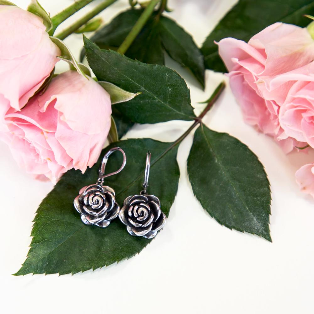 Stainless Steel Rose Earrings