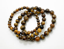Load image into Gallery viewer, Tiger&#39;s Eye  Natural Gemstone stretch Bead bracelet